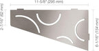 Schluter Quadrilateral Corner Shelf for Tiled Walls - Curve Design, Stainless Steel Material, Brushed Stainless Steel Finish, 3/32" Thick Anchoring Tabs - SES3D6EB