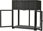 Patio 35.4''x17.7''x37.4'' Mini Wood Cold Frame, Compact 2 Doors Garden Greenhouse with Wheels, Raised Bed with Liner for Indoor Outdoor Use (Black)