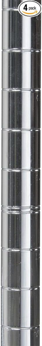 Akro-Mils AWP74UPRIGHT 74-Inch NSF Certified Industrial Grade Chrome Wire Shelf System Upright Leg Post Poles, (4 Pack), Silver