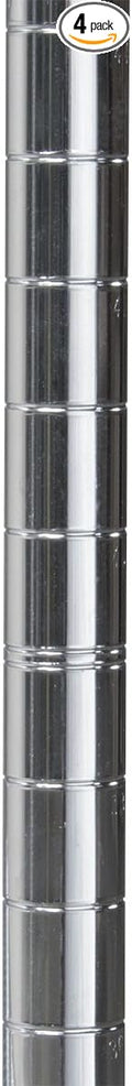 Akro-Mils AWP86UPRIGHT 86-Inch NSF Certified Industrial Grade Chrome Wire Shelf System Upright Leg Post Poles, (4 Pack)