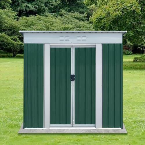 6x4ft Outdoor Metal Storage Shed Waterproof Garden Shed with Lockable Door, Windows & Vents, Tool Metal Storage for Patio Furniture Lawnmower