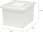 IRIS USA 8 Pack File Box, Plastic File Organizer with Lids for Letter/Legal File, Portable Document Box, Storage Bin with Secure Lid, Pearl 35 Qt.