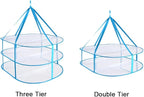 2-Tier Folded Mesh Clothes Drying Rack, Stackable Sweater Laundry Drying Rack, Foldable Hanging Mesh Dryer, Portable Hanging Laundry Rack for T-Shirt, Swimsuit, Underwear (COLOR:blue, double tier)