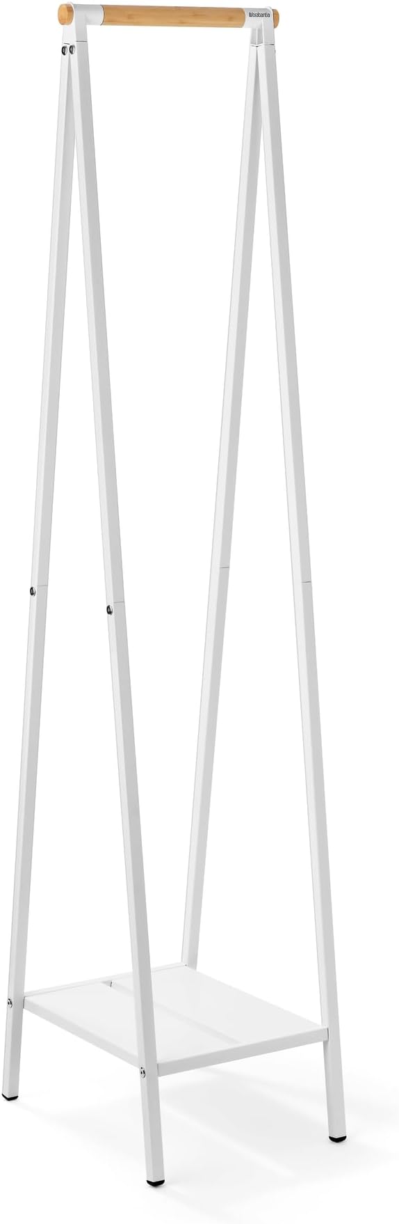 Brabantia - Linn Clothes Rack, Compact - Free Standing Clothing Rail - Clothes Storage - Hang, Air, or Dry Clothes - Sturdy Steel Frame & Bamboo Rod - 19 x 13 x 67 inches - White