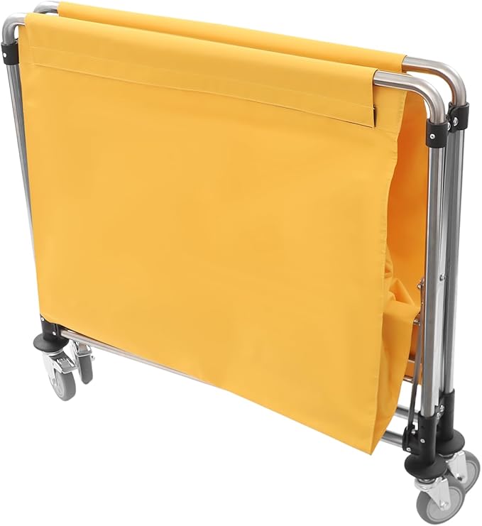 Commercial Laundry Cart with Wheels 220LBS Load Laundry Cart Rolling Laundry Basket with Removable Bag Foldable Laundry Sorter for Home, Hotel, Hospital (Yellow)