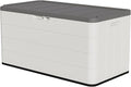 110 Gallon Pro Resin Deck Box, Waterproof Outdoor Storage Bin for Patio Furniture, Pool Accessories, and Garden Tools, Lockable & UV-Resistant, White