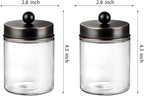 Amolliar Apothecary Jars Bathroom Storage Organizer - Cute Qtip Dispenser Vanity Canister Glass with Lid for Cotton Swabs,Rounds,Bath Salts,Makeup Sponges,Hair Accessories/Oil Rubbed Bronze（2 Pack）