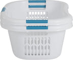 Rubbermaid 4 Pack Small Laundry Basket, 2.1 Bushel Bedroom Hamper, Hip-Hugger Plastic Clothing Bin with Carrying Handles, White