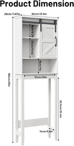 Over The Toilet Storage Cabinet, Bathroom Organizer with Adjustable Shelves and Anti-Tip Device, Space-Saving Storage Solution, White