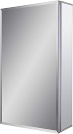 Fundin Aluminum Bathroom Medicine Cabinet with Framless Double Sided Mirror Door15 Inch x 24 Inch Recess or Surface Mount, Silver