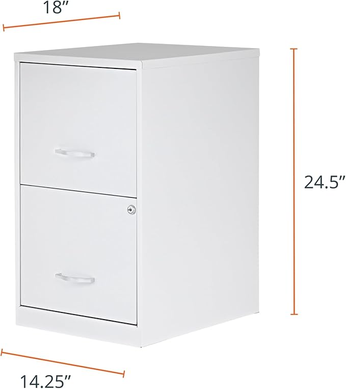2 Drawer Locking Filing Cabinet | Pre-Assembled Steel Construction | Space-Saving Design is Perfect for Home and Small Office | Letter-Size | Assembled in North America