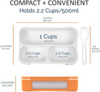 Small Snack Containers for Kids Toddlers - 3 Compartments (Set of 2) - Leak-proof Reusable Snack Boxes with Lids - BPA-Free Mini Bento Lunch Box - Ideal for School, Daycare Holds 2 Cups (Coral + Blue)
