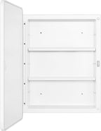 Fundin White Plastic Medicine Cabinet, Mirror Door with Round Corner Metal Frame, Recessed and Surface Mount Bathroom Wall Medicine Cabinet, 16 x 22 inch Mirror Size
