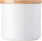Le Creuset Stoneware Canister with Wood Lid, 1.5 qt. (5.5" diameter), White