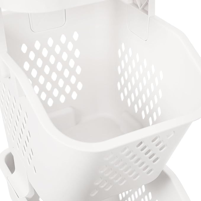 Laundry Hamper Basket Sorter, Multi-Tier PP Laundry Sorter Cart with 4 Wheels, Removable Rolling Laundry Baskets, Heightened Fence, Elevated Bottom (4-Tiers 15.1x52in)