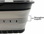 SAMMART 42L (11 gallon) Collapsible Plastic Laundry Basket - Foldable Pop Up Storage Container/Organizer - Portable Basket - Space Saving Hamper (Black/Alloy Grey (Set of 2))