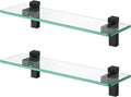 KES Glass Shelves for Bathroom 2 Pack, 16 Inch Tempered Glass Floating Shelves Wall Mount Matte Black, BGS3201S40-BK-P2