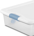 Sterilite 4-Pack 56 Quart Wheeled Latching Box, Underbed Clear Plastic Storage Organizer - Under Bed Rolling Container Bin with Lid and Wheels for Home or Dorm Bedrooms and Closets