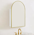 TEHOME 20 x 30'' Brush Gold Arched Bathroom Medicine Cabinet with Mirror Recessed and Surface Mount Medicine Cabinet Mirror