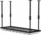 Ceiling Mounted Storage Racks Hanging Wine Rack, Adjustable Height Metal Ceiling Bottle Rack, Black Display Wine Storage Holder with Stemware Glass Shelf for Kitchen (Black 60 x 30cm)