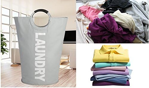 Mziart 90L Large Collapsible Laundry Hamper Laundry Basket with Alloy Handles for College, Camping and Home, Heavy Duty and Durable Thicken Foldable Clothes Storage Washing Bag (Grey)