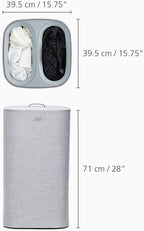 Joseph Joseph Tota 60 liter/15.8 gallon Laundry Hamper Separation Basket with lid, 2 Removable Washing Bags with Handles- Gray