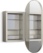 Kohler 35573-BNL Verdera® Framed Medicine Cabinet Mirror, Capsule Design, Mirrored Interior, Bathroom Cabinet, Adjustable Glass Shelves, Rustproof Aluminum, 15 in. W x 30 in. H, Brushed Nickel