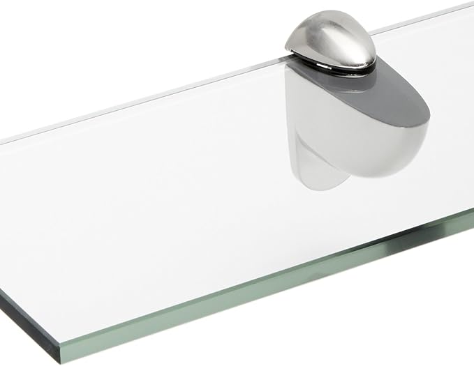 Spancraft Glass H-8x27-Brushed Steel Heron Glass Shelf, Brushed Steel, 8" x 27"
