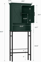 Over The Toilet Storage Cabinet, Over Toilet Storage, Above The Toilet Cabinet with Inner Adjustable Shelf and Open Storage, Forest Green