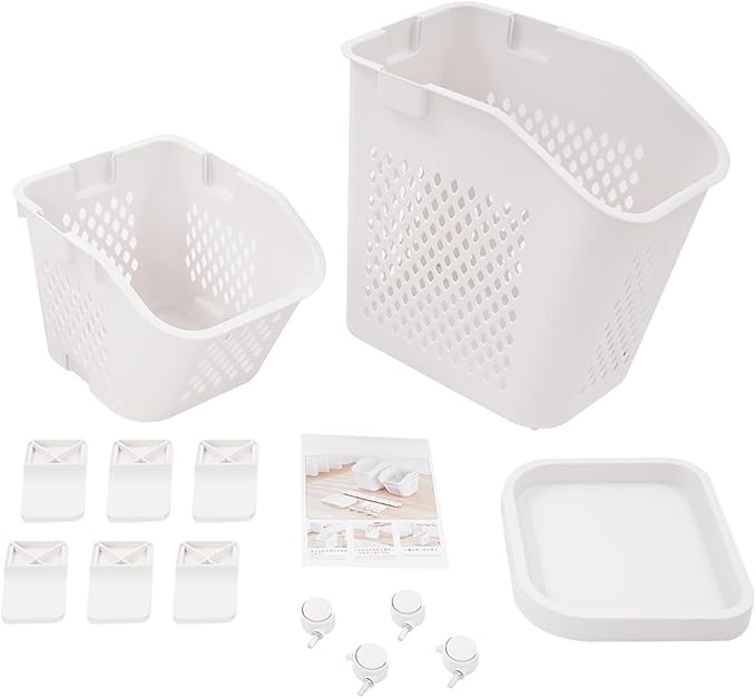 Tiered Laundry Storage Organizer Tiered Laundry Hamper Sorter Bathroom Laundry Basket with Wheels Removable Plastic Storage Basket for Kitchen (2-Tier)