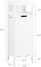 Haotian Small Tilt-Out Laundry Hamper Cabinet, Skinny Bathroom Storage Cabinet for Clothes Organization with Hidden Basket & Shelf, White BZR122-W
