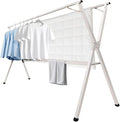 95 inches foldable clothes drying rack, heavy duty stainless steel laundry drying rack for indoor outdoor , clothes rack adjustable length. 3 additional reinforcement bars with 20 windproof hooks