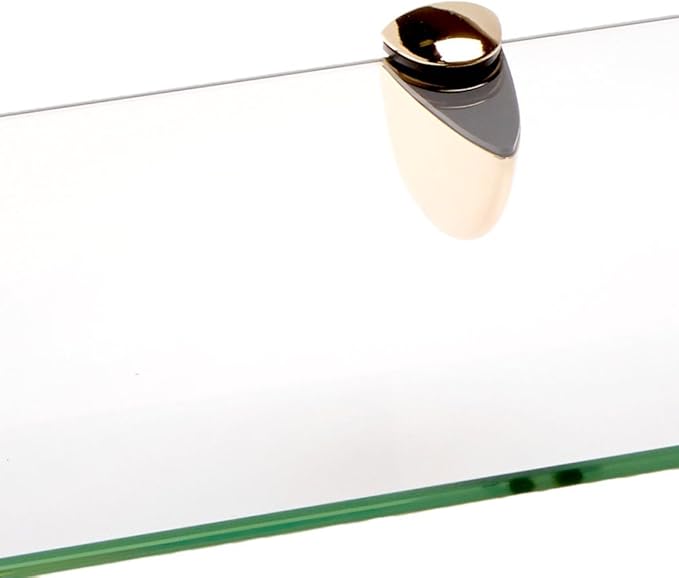 Spancraft Glass Sparrow6x18-Brass Sparrow Bent Glass Shelf, Brass Bracket, 6" x 18"