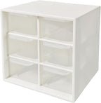 Small Drawer Organizer for Desk, 4.7" x 4.7" x 3.8" Small Desktop Organizer with 6 Drawers, Plastic Storage Box for Office, Classroom, Craft and Home Organization