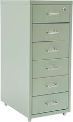 6 Drawer File Cabinet with Lock, Metal Vertical Office Filing Cabinets, Home Office Narrow Storage Cabinet for A4/F4/Letter/Legal (Green)
