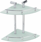 Corner Glass Shelf Dual Tier Frosted Wall Storage Glass Holder Renovators Supply