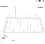 Wine Glass Rack Under Cabinet - Stemware Holder Metal Wine Glass Organizer Glasses Storage Hanger for Bar Kitchen Brown 4 Rows White