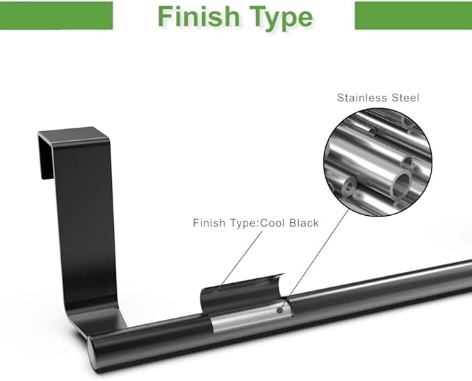 9" Over The Cabinet Towel Bar Holders, Handing Towel and Washcloth Rack for Bathroom and Kitchen, Stainless Steel, 2 Pack (Cool Black)