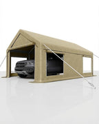 10 x 20ft Carport, Portable Carport with Roll-Up Windows & Removable Sidewalls & Doors Thickened Wind Ropes, Ground Nails, Portable Garage for Cars, Trucks, Boats, 200G Durable Tarp Cover,Yellow