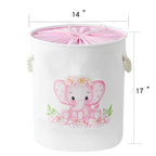 INough Baby Basket Pink Hamper Large Kids Hamper Baby Laundry Hampers for Nursery Girl, Girls Laundry Baskets for Kids, Dirty Clothes Basket Collapsible Kids Toys Orgnizer for Kidsroom/Nursery
