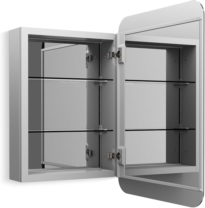 Kohler 56150-NA Embark Premium XL Mirrored Medicine Cabinet, Deep Rectangular Storage with Adjustable Shelves and Mirrored Door, 20 in. W x 31 in. H