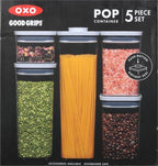 OXO Good Grips Storage Container Airtight | Stackable | For Pantry Organization | Dishwasher Safe | 5 Piece Set, Pack of 2