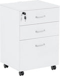 QDSSDECO 3 Drawer Mobile File Cabinet, Rolling Vertical Filing Cabinet fits A4, Legal Paper and Letter Paper for Home Office, White with Lock