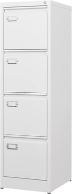 4 Drawer File Cabinet with Lock Metal Vertical File Storage Cabinet Office Home Steel Vertical File Cabinet for A4 Legal/Letter Size Narrow File Cabinet Locked,Assembly Required