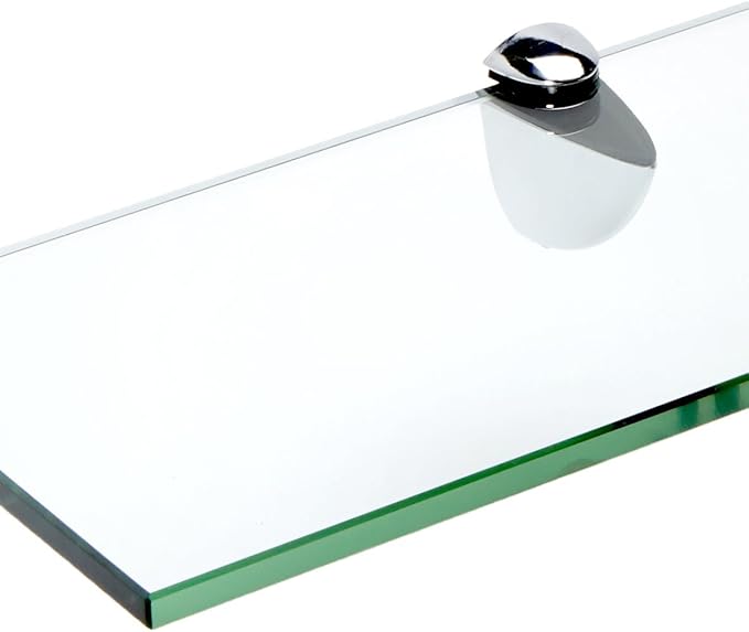 Spancraft Glass P-6x12-Chrome Peacock Glass Shelf, Chrome, 6" x 12"