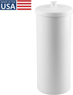 iDesign Freestanding Bathroom Toilet Paper Storage Holder with Lid for 3 Extra Rolls, White