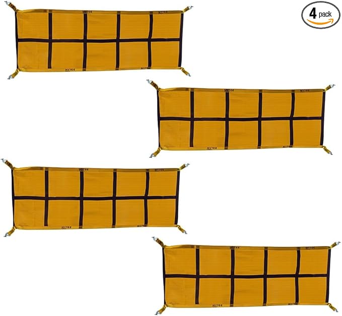 Mytee Products 4 Pack 2"x122.5" Pallet Rack Safety Nets for 10 ft Pallet Bays - 2400 lbs Breaking Strength Rack Safety Netting for Holding Pallets in Place - Warehouse Storage Shelving Accessories