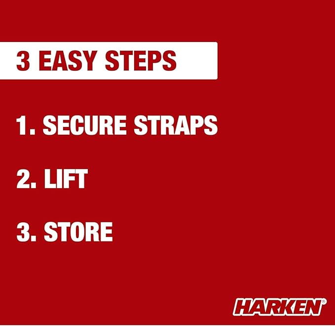 HARKEN Hoister Cargo Carrier Box & Overhead Garage Storage Hoist System for Cargo, Canoes, Boards (90lb Capacity, 16ft Ceiling) Self-Leveling, Safe Anti-Drop, Easy One-Person Operation -7802.16