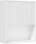 Fluted Bathroom Wall Cabinet Over the Toilet Storage,Wall Mounted Cabinet with Adjustable Shelf,Floating and Hanging Organizer,Kitchen and Laundry Room Storage (White,1 PC)