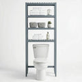 Over the Toilet Storage, 3-Tier Bamboo Bathroom Organizer with Adjustable Shelf, Space-Saving Rack, 66.9" Tall (Grey)
